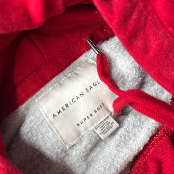 American Eagle Super Soft Men's Pullover Hoodie Red and Grey Minimalist Casual - Picture 3 of 9